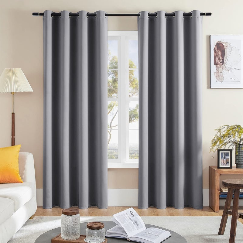 Rutterllow Blackout Curtains for Bedroom, Thermal Insulated Room Darkening Curtains 2 Panels for Living Room, Grommet Top (52x84 Inch, Dove Grey) - Image 1